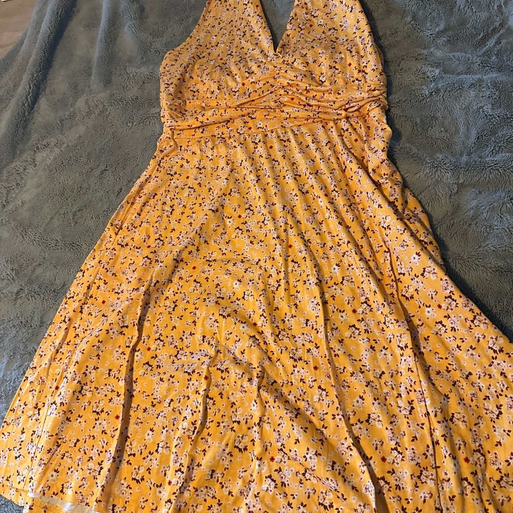 Floral Yellow Halter Dress